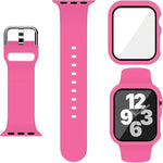 สายรัดนาฬิกาซิลิโคนหัวเข็มขัดหมุดพร้อมเคส PC แบบฟิล์มในตัว สำหรับ Apple Watch Series 44mm, สำหรับ Apple Watch Series 40mm, สำหรับ Apple Watch Series 10 / 11 46mm, สำหรับ Apple Watch Series 10 / 11 42mm, สำหรับ Apple Watch Ultra 3 / 2 / 1 49mm