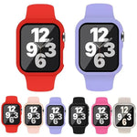 สายรัดนาฬิกาซิลิโคนหัวเข็มขัดหมุดพร้อมเคส PC แบบฟิล์มในตัว สำหรับ Apple Watch Series 44mm, สำหรับ Apple Watch Series 40mm, สำหรับ Apple Watch Series 10 / 11 46mm, สำหรับ Apple Watch Series 10 / 11 42mm, สำหรับ Apple Watch Ultra 3 / 2 / 1 49mm