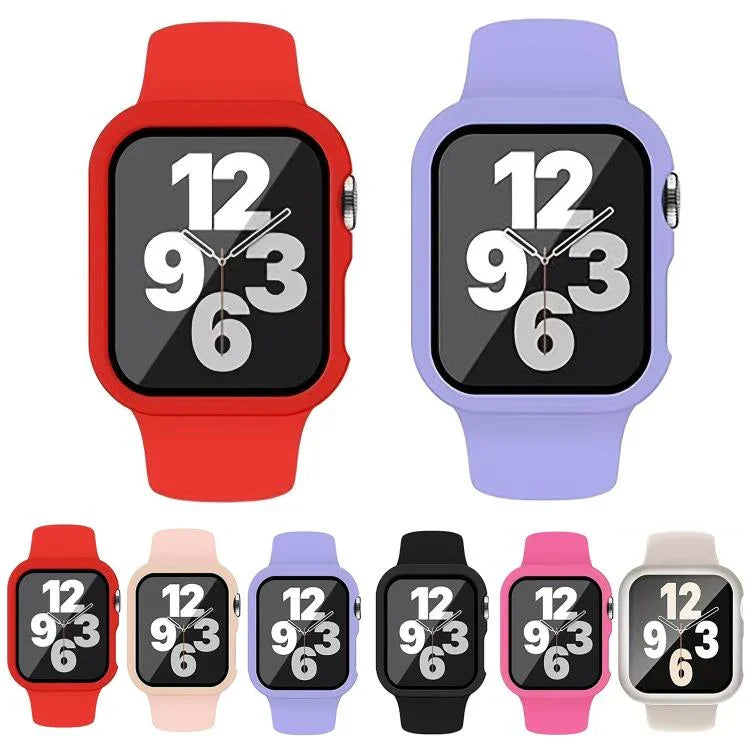 สายรัดนาฬิกาซิลิโคนหัวเข็มขัดหมุดพร้อมเคส PC แบบฟิล์มในตัว สำหรับ Apple Watch Series 44mm, สำหรับ Apple Watch Series 40mm, สำหรับ Apple Watch Series 10 / 11 46mm, สำหรับ Apple Watch Series 10 / 11 42mm, สำหรับ Apple Watch Ultra 3 / 2 / 1 49mm