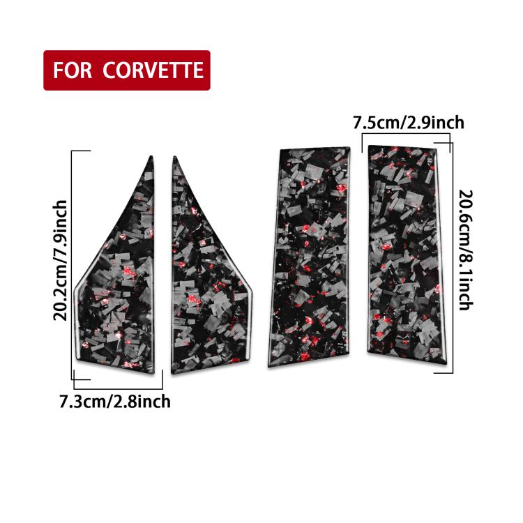 4pcs/Set Forged Gold Foil Carbon Fiber Car Roof Sides Decorative Sticker for Chevrolet Corvette C8 2020-, Left and Right Driver, Roof Sides