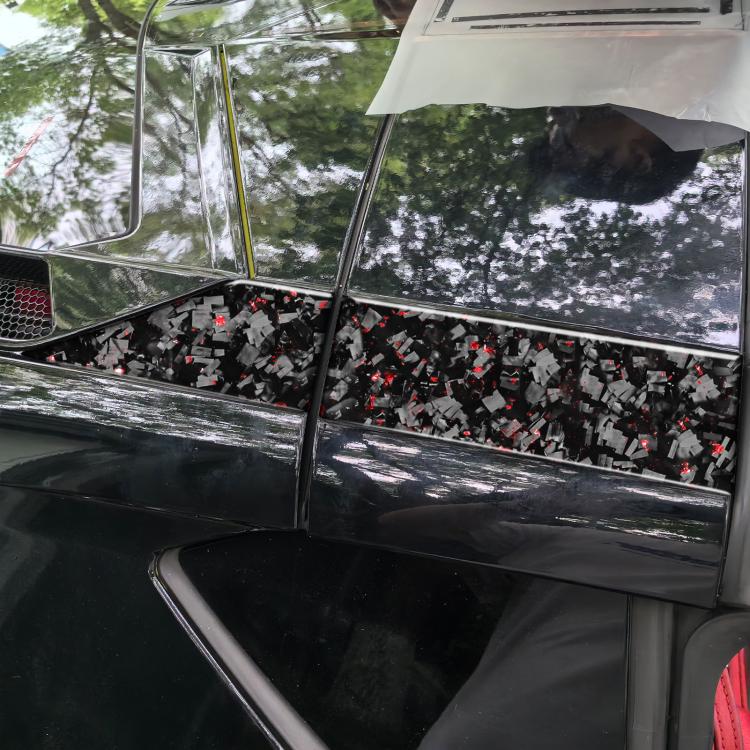 4pcs/Set Forged Gold Foil Carbon Fiber Car Roof Sides Decorative Sticker for Chevrolet Corvette C8 2020-, Left and Right Driver, Roof Sides