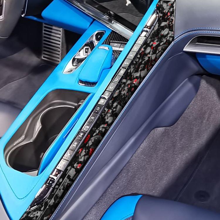 2pcs/Set Forged Gold Foil Carbon Fiber Car Center Console Side Decorative Sticker for Chevrolet Corvette C8 2020-, Left Driver, Center Console Side, Left Driver
