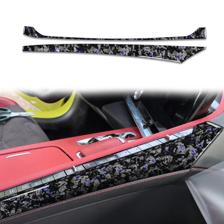 2pcs/Set Forged Gold Foil Carbon Fiber Car Center Console Side Decorative Sticker for Chevrolet Corvette C8 2020-, Left Driver, Center Console Side, Left Driver
