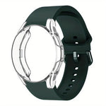 สายรัดนาฬิกาซิลิโคนพร้อมเคส TPU สำหรับ Samsung Galaxy Watch 7 44mm, สำหรับ Samsung Galaxy Watch 7 40mm, สำหรับ Samsung Galaxy Watch 4 Classic 46mm, สำหรับ Samsung Galaxy Watch 4 Classic 42mm