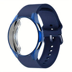 สายรัดนาฬิกาซิลิโคนพร้อมเคส TPU สำหรับ Samsung Galaxy Watch 7 44mm, สำหรับ Samsung Galaxy Watch 7 40mm, สำหรับ Samsung Galaxy Watch 4 Classic 46mm, สำหรับ Samsung Galaxy Watch 4 Classic 42mm