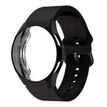 สายรัดนาฬิกาซิลิโคนพร้อมเคส TPU สำหรับ Samsung Galaxy Watch 7 44mm, สำหรับ Samsung Galaxy Watch 7 40mm, สำหรับ Samsung Galaxy Watch 4 Classic 46mm, สำหรับ Samsung Galaxy Watch 4 Classic 42mm