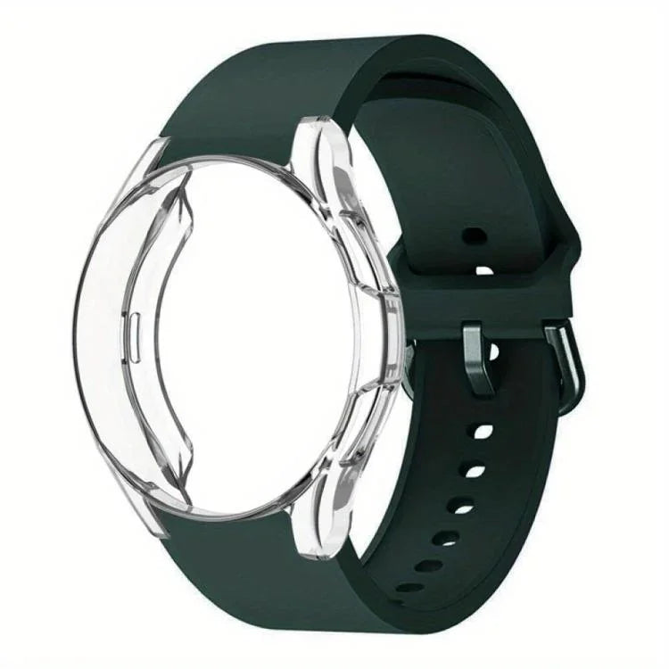 สายรัดนาฬิกาซิลิโคนพร้อมเคส TPU สำหรับ Samsung Galaxy Watch 7 44mm, สำหรับ Samsung Galaxy Watch 7 40mm, สำหรับ Samsung Galaxy Watch 4 Classic 46mm, สำหรับ Samsung Galaxy Watch 4 Classic 42mm