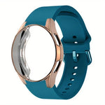 สายรัดนาฬิกาซิลิโคนพร้อมเคส TPU สำหรับ Samsung Galaxy Watch 7 44mm, สำหรับ Samsung Galaxy Watch 7 40mm, สำหรับ Samsung Galaxy Watch 4 Classic 46mm, สำหรับ Samsung Galaxy Watch 4 Classic 42mm