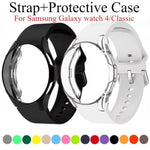 สายรัดนาฬิกาซิลิโคนพร้อมเคส TPU สำหรับ Samsung Galaxy Watch 7 44mm, สำหรับ Samsung Galaxy Watch 7 40mm, สำหรับ Samsung Galaxy Watch 4 Classic 46mm, สำหรับ Samsung Galaxy Watch 4 Classic 42mm