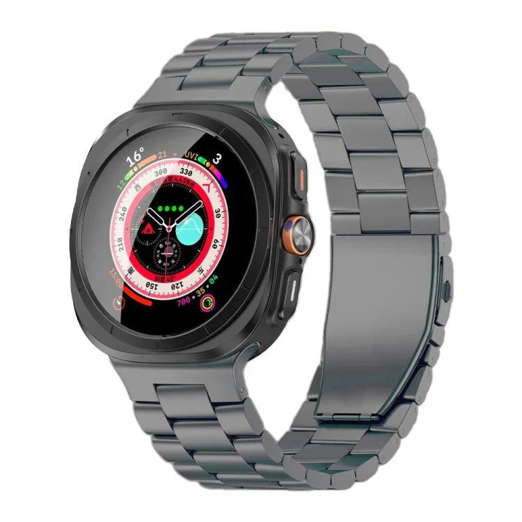 สายรัดนาฬิกาโลหะผสมไทเทเนียมแบบหัวเข็มขัดแบนเม็ดสาม สำหรับ Samsung Galaxy Watch Ultra / Ultra 2025, สำหรับ Samsung Galaxy Watch8 / Watch8 Classic