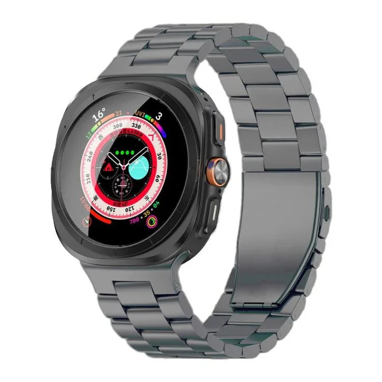 สายรัดนาฬิกาโลหะผสมไทเทเนียมแบบหัวเข็มขัดแบนเม็ดสาม สำหรับ Samsung Galaxy Watch Ultra / Ultra 2025, สำหรับ Samsung Galaxy Watch8 / Watch8 Classic