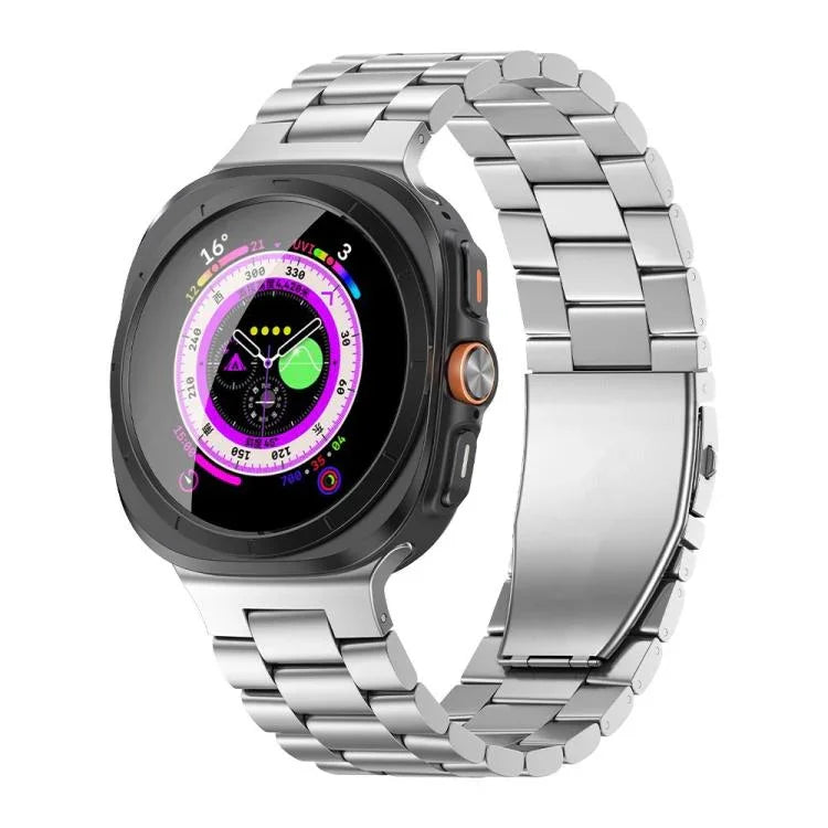 สายรัดนาฬิกาโลหะผสมไทเทเนียมแบบหัวเข็มขัดแบนเม็ดสาม สำหรับ Samsung Galaxy Watch Ultra / Ultra 2025, สำหรับ Samsung Galaxy Watch8 / Watch8 Classic