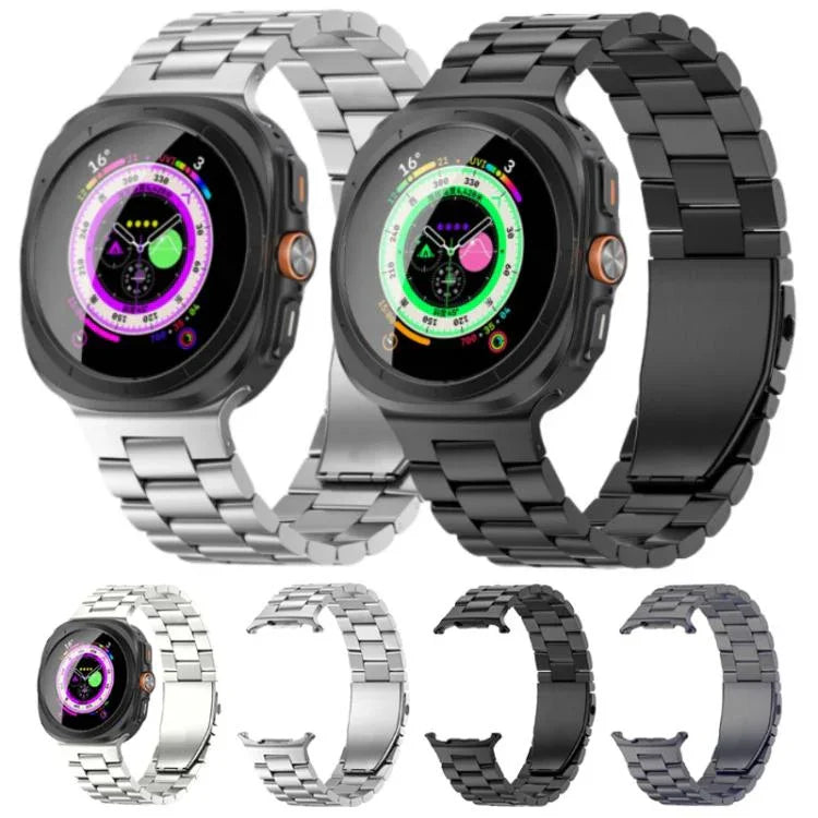 สายรัดนาฬิกาโลหะผสมไทเทเนียมแบบหัวเข็มขัดแบนเม็ดสาม สำหรับ Samsung Galaxy Watch Ultra / Ultra 2025, สำหรับ Samsung Galaxy Watch8 / Watch8 Classic