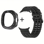 สายรัดนาฬิกาซิลิโคนรูคู่สองแถวพร้อมเคส TPU สำหรับ Samsung Galaxy Watch Ultra 47mm / Ultra 2025