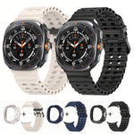 สายรัดนาฬิกาซิลิโคนรูคู่สองแถวพร้อมเคส TPU สำหรับ Samsung Galaxy Watch Ultra 47mm / Ultra 2025