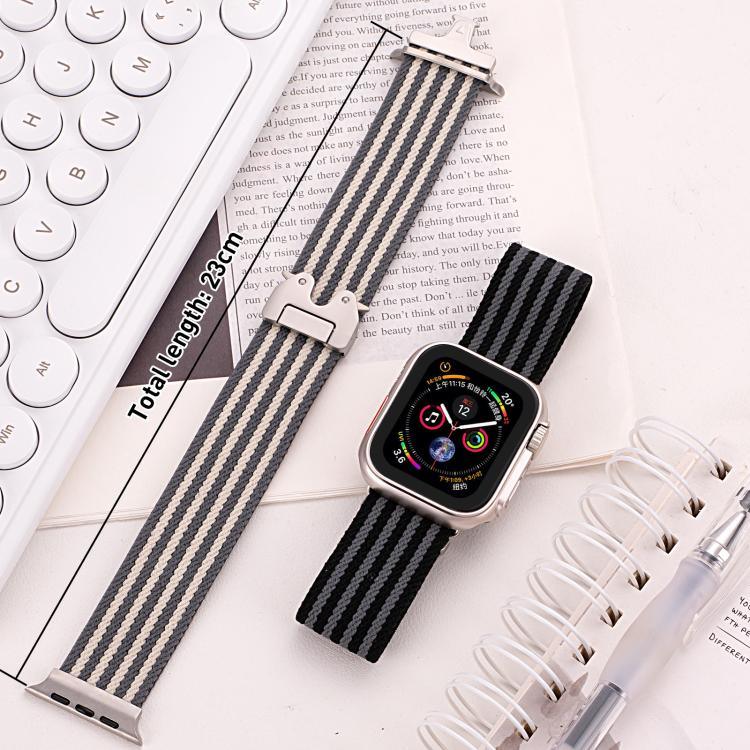 สายรัดนาฬิกาไนลอนถักสามเส้นพร้อมหัวเข็มขัดร่ม xDfind สำหรับ Apple Watch 42 / 44 / 45 / 46 / 49 มม. สำหรับ Apple Watch 38 / 40 / 41 / S10 42 มม.