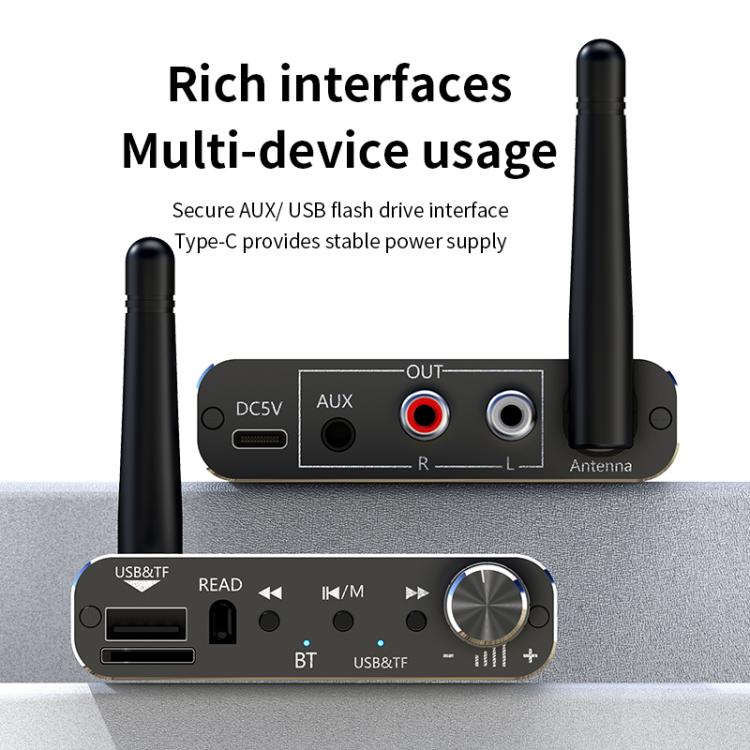 Portable Bluetooth Receiver Audio AUX Adapter Supports USB Disk, TF Card With Remote Control, D19