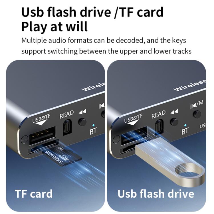 Portable Bluetooth Receiver Audio AUX Adapter Supports USB Disk, TF Card With Remote Control, D19