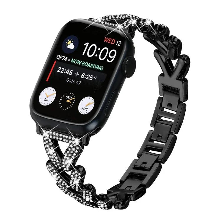 สายรัดนาฬิกาโลหะแบบบิดเพชรขนาดเล็ก xDfind สำหรับ Apple Watch 38 / 40 / 41 / S10 42 มม. 20 มม.