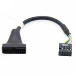 สายอะแดปเตอร์ USB3.0 เมนบอร์ดคอมพิวเตอร์ 2 ชิ้น, 20 พิน ตัวผู้เป็น 9 พิน ตัวเมีย, 9 พิน ตัวผู้เป็น 20 พิน ตัวเมีย