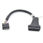 สายอะแดปเตอร์ USB3.0 เมนบอร์ดคอมพิวเตอร์ 2 ชิ้น, 20 พิน ตัวผู้เป็น 9 พิน ตัวเมีย, 9 พิน ตัวผู้เป็น 20 พิน ตัวเมีย