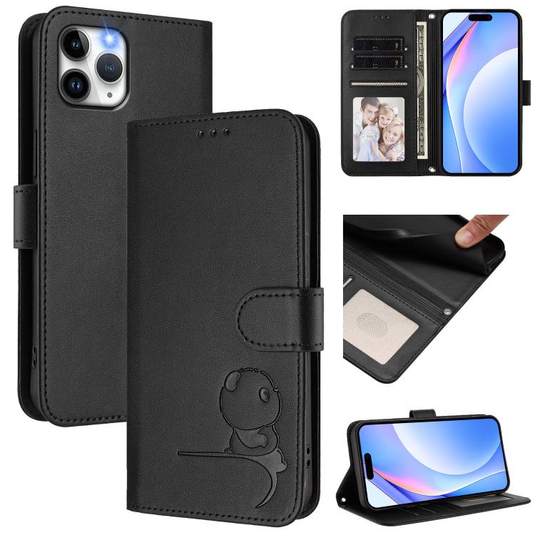 กระเป๋าโทรศัพท์หนังลายปั๊มหมีแพนด้าพร้อม RFID และสายคล้อง สำหรับ iPhone 11 Pro Max, สำหรับ iPhone 11, สำหรับ iPhone 11 Pro, สำหรับ iPhone X / XS, สำหรับ iPhone XR, สำหรับ iPhone XS Max, สำหรับ iPhone 8 Plus / 7 Plus