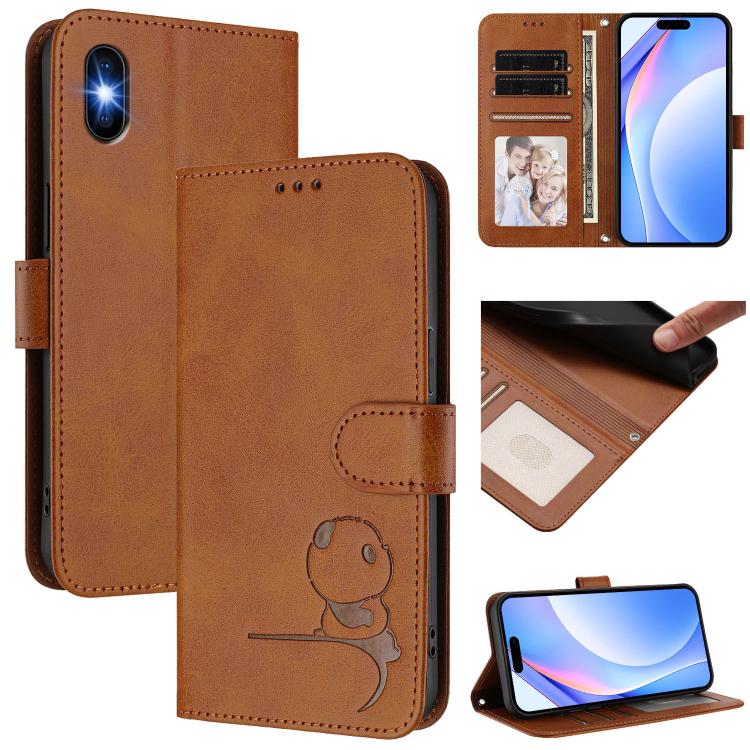 กระเป๋าโทรศัพท์หนังลายปั๊มหมีแพนด้าพร้อม RFID และสายคล้อง สำหรับ iPhone 11 Pro Max, สำหรับ iPhone 11, สำหรับ iPhone 11 Pro, สำหรับ iPhone X / XS, สำหรับ iPhone XR, สำหรับ iPhone XS Max, สำหรับ iPhone 8 Plus / 7 Plus