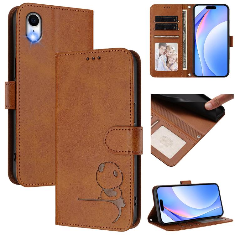 กระเป๋าโทรศัพท์หนังลายปั๊มหมีแพนด้าพร้อม RFID และสายคล้อง สำหรับ iPhone 11 Pro Max, สำหรับ iPhone 11, สำหรับ iPhone 11 Pro, สำหรับ iPhone X / XS, สำหรับ iPhone XR, สำหรับ iPhone XS Max, สำหรับ iPhone 8 Plus / 7 Plus