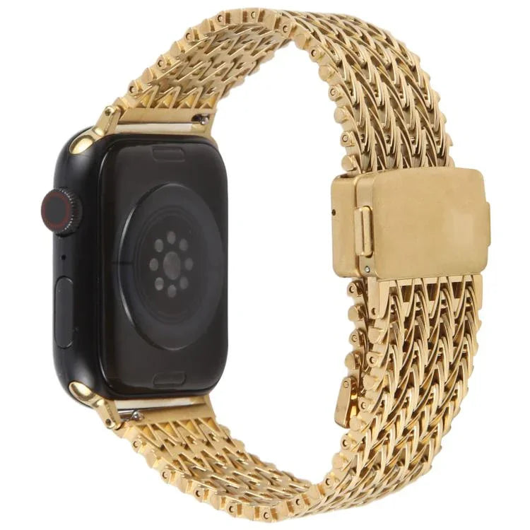 สายรัดนาฬิกาโลหะตาข่ายเหล็กพร้อมหัวเข็มขัดแม่เหล็ก สำหรับ Apple Watch 46 มม. / 49 มม. / 45 มม. / 44 มม. สำหรับ Apple Watch 42 มม. / 41 มม. / 40 มม. / 38 มม.