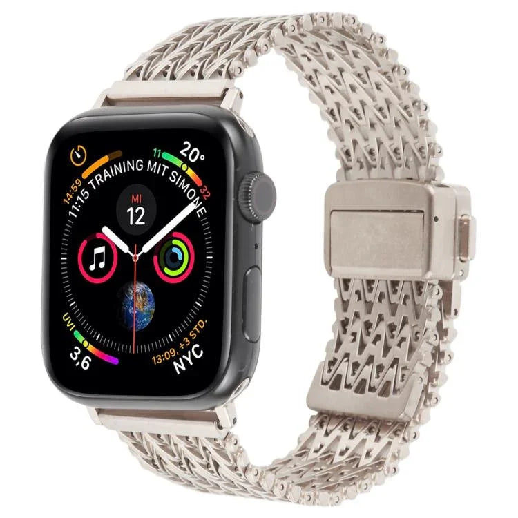 สายรัดนาฬิกาโลหะตาข่ายเหล็กพร้อมหัวเข็มขัดแม่เหล็ก สำหรับ Apple Watch 46 มม. / 49 มม. / 45 มม. / 44 มม. สำหรับ Apple Watch 42 มม. / 41 มม. / 40 มม. / 38 มม.