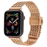 สายรัดนาฬิกาโลหะตาข่ายเหล็กพร้อมหัวเข็มขัดแม่เหล็ก สำหรับ Apple Watch 46 มม. / 49 มม. / 45 มม. / 44 มม. สำหรับ Apple Watch 42 มม. / 41 มม. / 40 มม. / 38 มม.