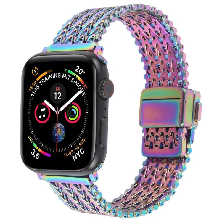 สายรัดนาฬิกาโลหะตาข่ายเหล็กพร้อมหัวเข็มขัดแม่เหล็ก สำหรับ Apple Watch 46 มม. / 49 มม. / 45 มม. / 44 มม. สำหรับ Apple Watch 42 มม. / 41 มม. / 40 มม. / 38 มม.