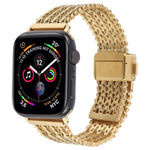 สายรัดนาฬิกาโลหะตาข่ายเหล็กพร้อมหัวเข็มขัดแม่เหล็ก สำหรับ Apple Watch 46 มม. / 49 มม. / 45 มม. / 44 มม. สำหรับ Apple Watch 42 มม. / 41 มม. / 40 มม. / 38 มม.