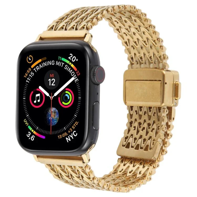 สายรัดนาฬิกาโลหะตาข่ายเหล็กพร้อมหัวเข็มขัดแม่เหล็ก สำหรับ Apple Watch 46 มม. / 49 มม. / 45 มม. / 44 มม. สำหรับ Apple Watch 42 มม. / 41 มม. / 40 มม. / 38 มม.