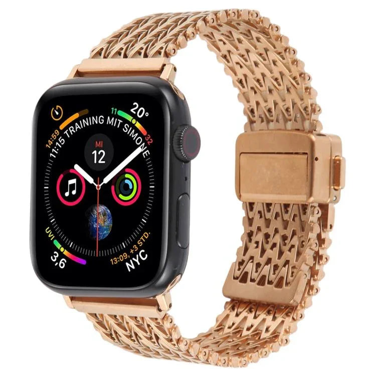 สายรัดนาฬิกาโลหะตาข่ายเหล็กพร้อมหัวเข็มขัดแม่เหล็ก สำหรับ Apple Watch 46 มม. / 49 มม. / 45 มม. / 44 มม. สำหรับ Apple Watch 42 มม. / 41 มม. / 40 มม. / 38 มม.
