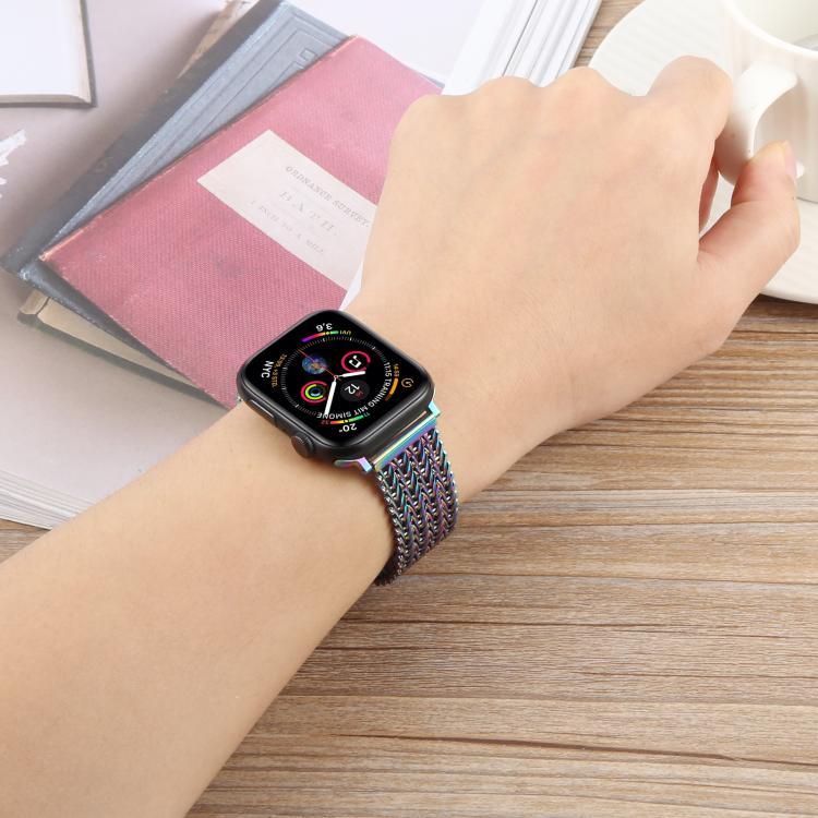 สายรัดนาฬิกาโลหะตาข่ายเหล็กพร้อมหัวเข็มขัดแม่เหล็ก สำหรับ Apple Watch 46 มม. / 49 มม. / 45 มม. / 44 มม. สำหรับ Apple Watch 42 มม. / 41 มม. / 40 มม. / 38 มม.