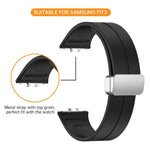 สายรัดนาฬิกาซิลิโคนหัวเข็มขัดเงินแม่เหล็กพับได้ สำหรับ Samsung Galaxy Fit 3
