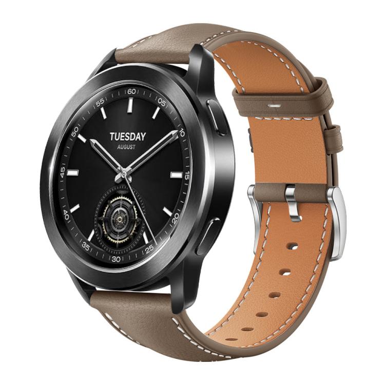 xDfind Flat Head Black Shark Fine Grain Leather Watch Band, 22mm For Xiaomi Watch S3/2 Pro/S2/S1, 22mm For Xiaomi Haylou Watch LS09B / LS05S / LS10, 20mm For Xiaomi Haylou RS4 Plus LS11 / LS12
