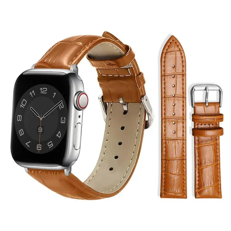 สายรัดนาฬิกาหนังพร้อมหัวเข็มขัดหมุดลายไม้ไผ่ xDfind สำหรับ Apple Watch 42 / 44 / 45 / 46 / 49 มม. สำหรับ Apple Watch 38 / 40 / 41 / S10 42 มม.