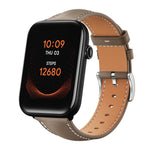 xDfind Flat Head Black Shark Fine Grain Leather Watch Band, 20mm For Ticwatch GTH / E3 / E / 2, 22mm For Ticwatch Pro X / Pro3 / Pro / GTX / E2