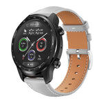 xDfind Flat Head Black Shark Fine Grain Leather Watch Band, 20mm For Ticwatch GTH / E3 / E / 2, 22mm For Ticwatch Pro X / Pro3 / Pro / GTX / E2