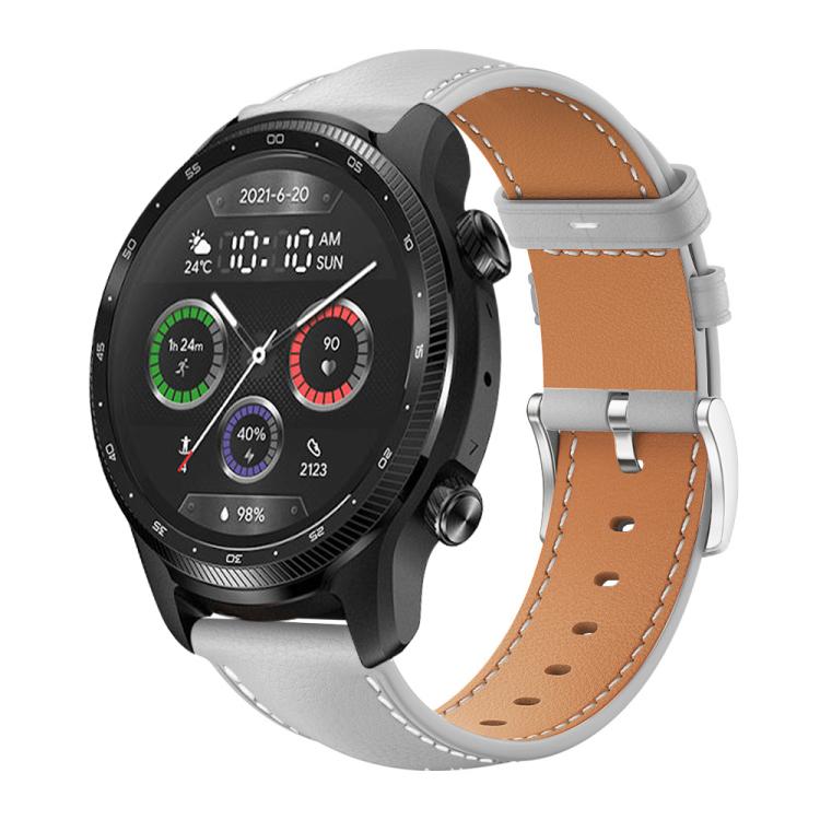 xDfind Flat Head Black Shark Fine Grain Leather Watch Band, 20mm For Ticwatch GTH / E3 / E / 2, 22mm For Ticwatch Pro X / Pro3 / Pro / GTX / E2