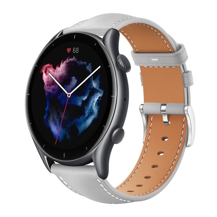 xDfind Flat Head Black Shark Fine Grain Leather Watch Band, 22mm For Amazfit GTR 4/3/3 Pro/Bip6/Bip5, 20mm For Amazfit GTS4 mini/GTS3/2/2E