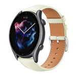 xDfind Flat Head Black Shark Fine Grain Leather Watch Band, 22mm For Amazfit GTR 4/3/3 Pro/Bip6/Bip5, 20mm For Amazfit GTS4 mini/GTS3/2/2E