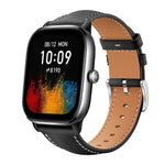 xDfind Flat Head Black Shark Fine Grain Leather Watch Band, 22mm For Amazfit GTR 4/3/3 Pro/Bip6/Bip5, 20mm For Amazfit GTS4 mini/GTS3/2/2E