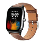 xDfind Flat Head Black Shark Fine Grain Leather Watch Band, 22mm For Amazfit GTR 4/3/3 Pro/Bip6/Bip5, 20mm For Amazfit GTS4 mini/GTS3/2/2E
