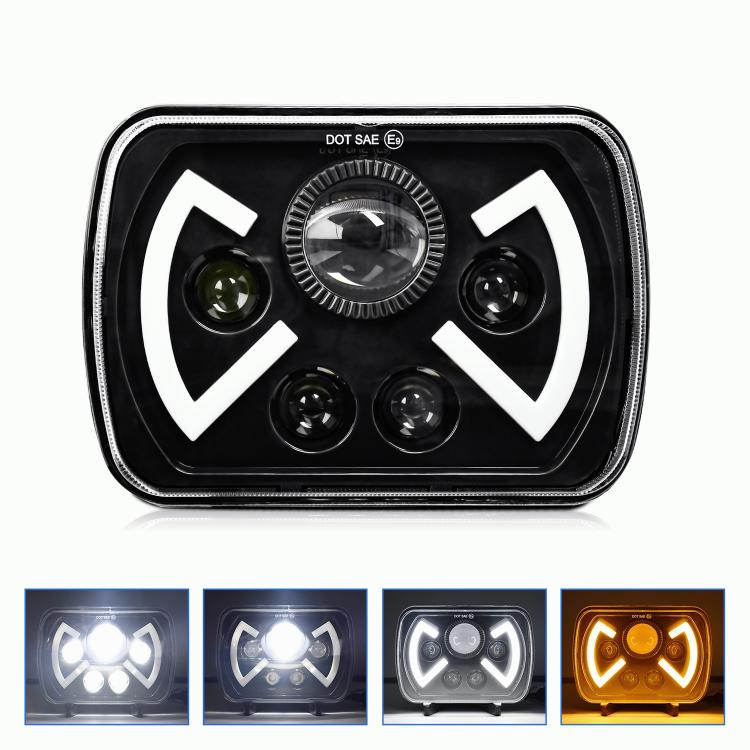 Y22 H4 7 inch Car Butterfly Style Square Modified Headlight for Jeep Wrangler, Y22