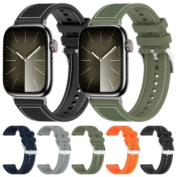 สายรัดนาฬิกาซิลิโคนผสมไนลอนถัก xDfind สำหรับ Apple Watch 42 / 44 / 45 / 46 / 49 มม. 22 มม. สำหรับ Apple Watch 38 / 40 / 41 / S10 42 มม. 20 มม.
