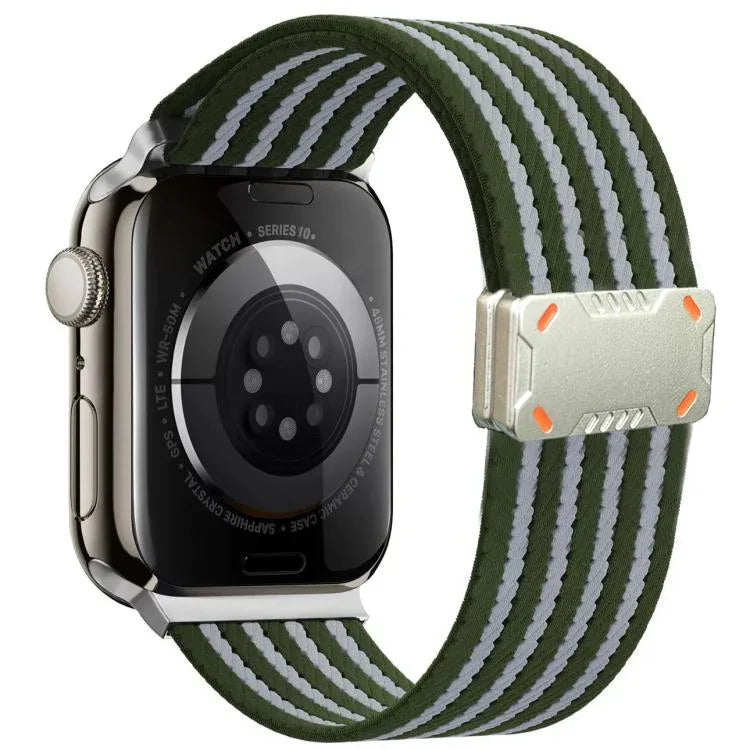 สายรัดนาฬิกาไนลอนพร้อมหัวเข็มขัดแม่เหล็ก Mecha Armor สำหรับ Apple Watch 46 มม. / 49 มม. / 45 มม. / 44 มม. สำหรับ Apple Watch 42 มม. / 41 มม. / 40 มม. / 38 มม.