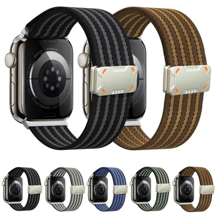 สายรัดนาฬิกาไนลอนพร้อมหัวเข็มขัดแม่เหล็ก Mecha Armor สำหรับ Apple Watch 46 มม. / 49 มม. / 45 มม. / 44 มม. สำหรับ Apple Watch 42 มม. / 41 มม. / 40 มม. / 38 มม.